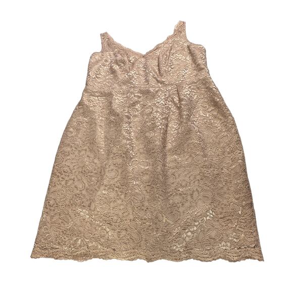 David's Bridal Nude Tan Lace Floral Overlay Mother of the Bride Dress size 18 2X - Picture 2 of 10